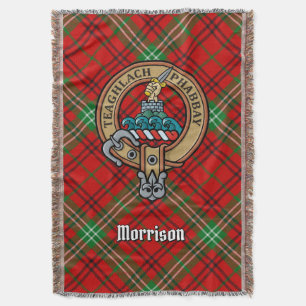 Clan Morrison Wappen auf rotem Tartan Decke