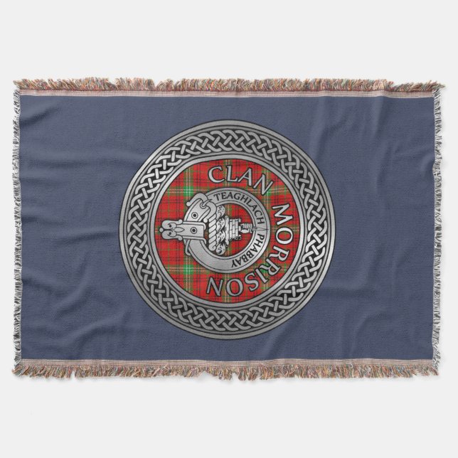 Clan Morrison Wappen & Tartan Knot Throw Blanket Decke (Vorderseite)