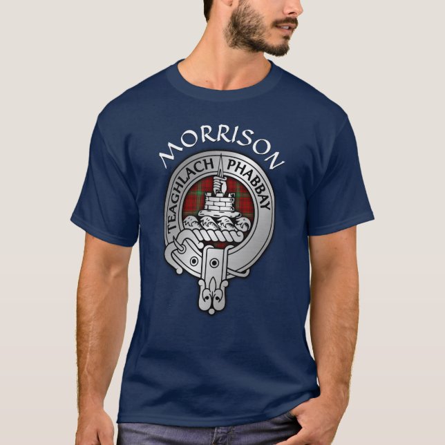 Clan Morrison Wappen & Tartan T-Shirt (Vorderseite)