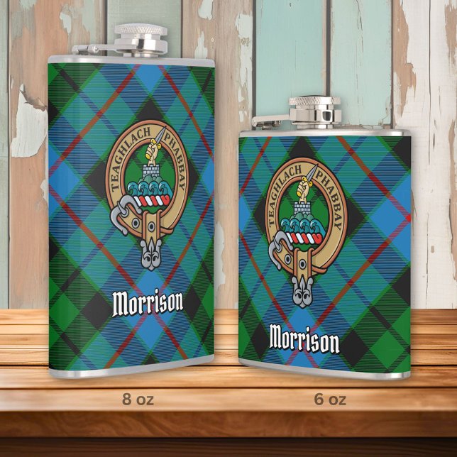Clan Morrison Wappen über die Jagd auf Tartan Flachmann (Von Creator hochgeladen)
