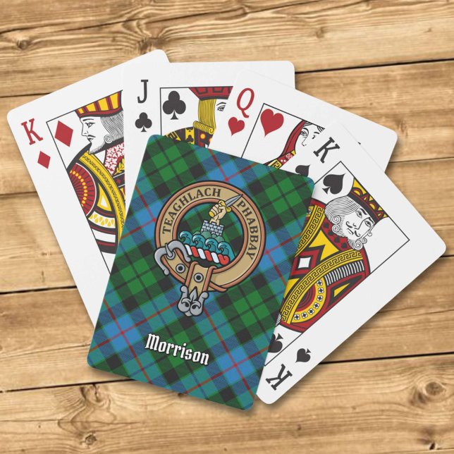 Clan Morrison Wappen über die Jagd auf Tartan Spielkarten (Von Creator hochgeladen)