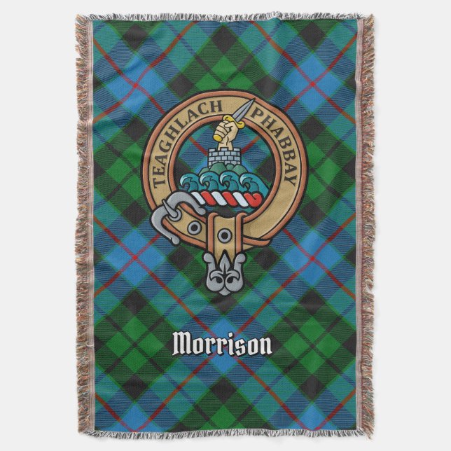 Clan Morrison Wappen über Jagdtartan Decke (Vorderseite Vertikal)