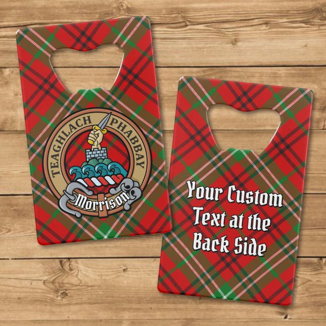 Clan Morrison Wappen über Red Tartan Geldbeutel Flaschenöffner (Von Creator hochgeladen)