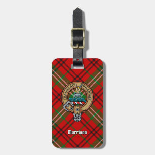 Clan Morrison Wappen über Red Tartan Gepäckanhänger