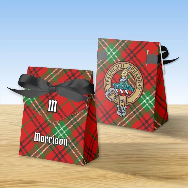 Clan Morrison Wappen über Red Tartan Gevor Box Geschenkschachtel (Von Creator hochgeladen)