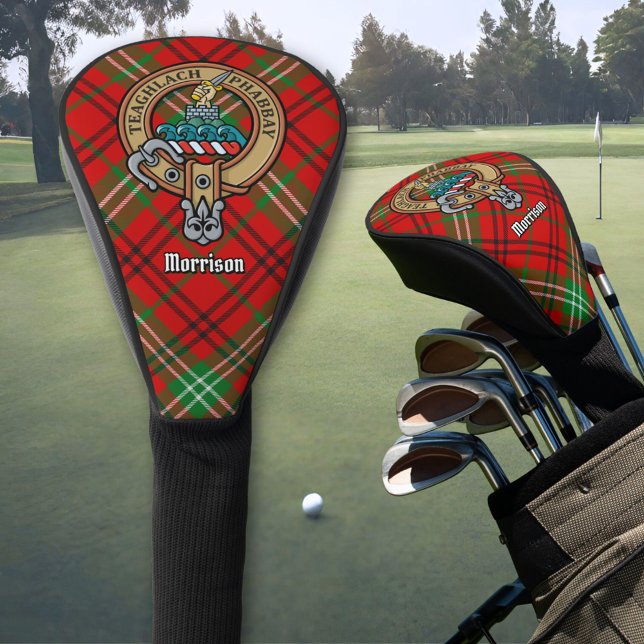 Clan Morrison Wappen über Red Tartan Golf Headcover (Von Creator hochgeladen)