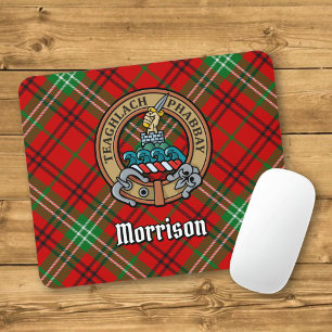 Clan Morrison Wappen über Red Tartan Mousepad