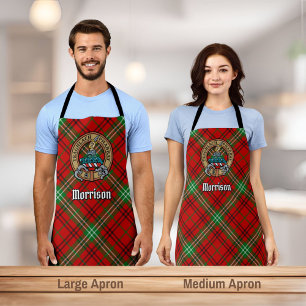 Clan Morrison Wappen über Red Tartan Schürze