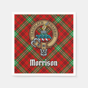 Clan Morrison Wappen über Red Tartan Serviette