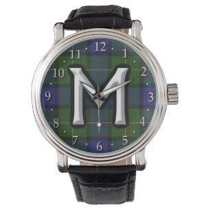 Clan Muir Letter M Monogram Tartan Armbanduhr