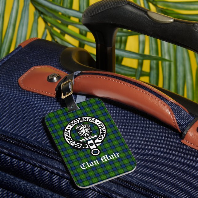 Clan Muir oder mehr Wappen Abzeichen & Tartan Gepäckanhänger (Vorderseite Insitu 1)