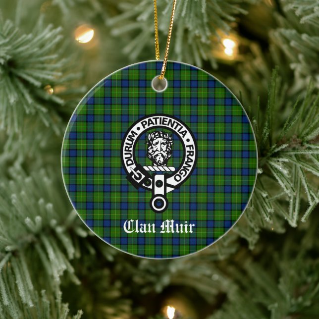 Clan Muir oder mehr Wappen Abzeichen & Tartan Keramik Ornament (Baum)
