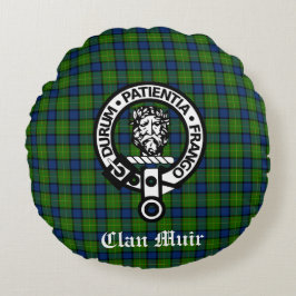 Clan Muir oder mehr Wappen Abzeichen & Tartan Rundes Kissen
