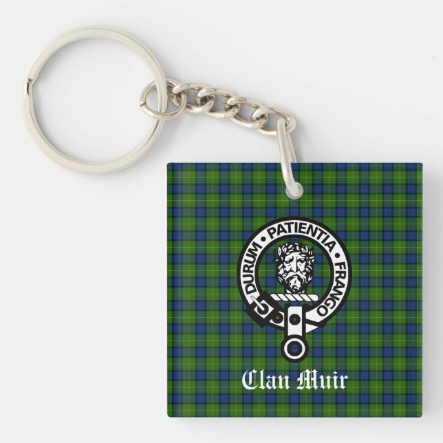 Clan Muir oder mehr Wappen Abzeichen & Tartan Schlüsselanhänger (Vorderseite)