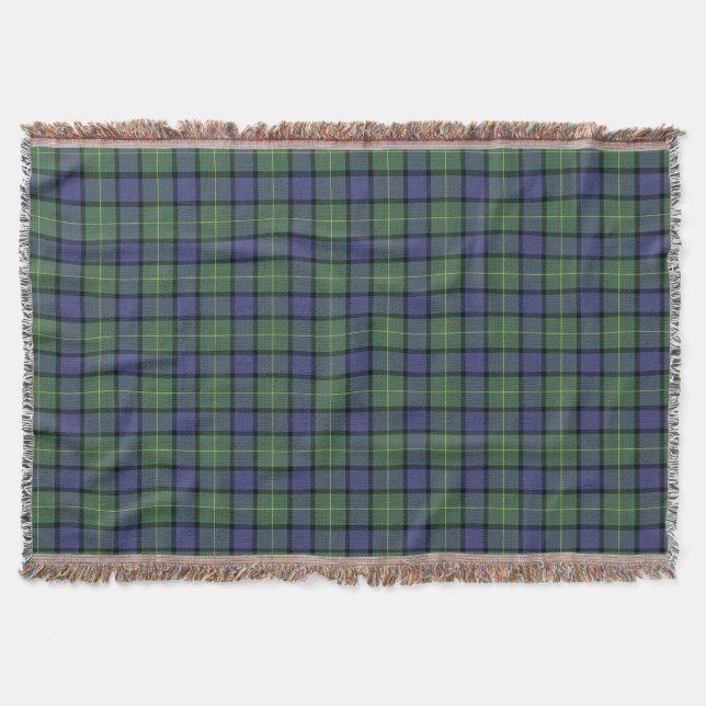 Clan Muir Tartan Blau und Grün Kariert Decke (Vorderseite)