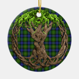 Clan Muir Tartan und keltischer Baum des Lebens Keramikornament