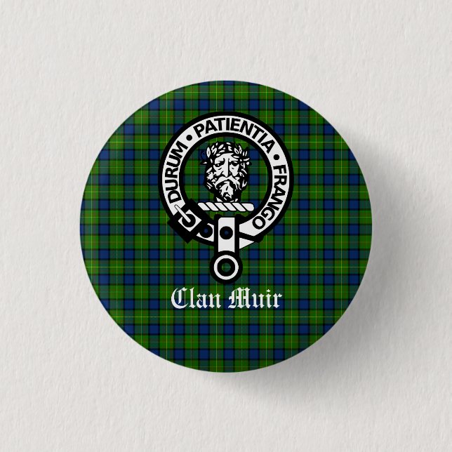 Clan Muir Wappen Abzeichen und Tartan Button (Vorderseite)