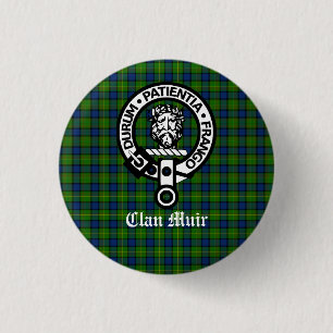 Clan Muir Wappen Abzeichen und Tartan Button