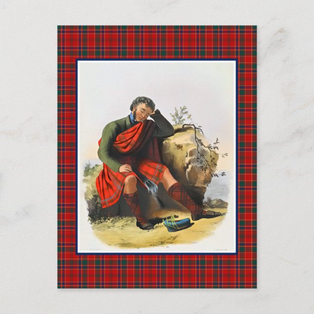 Clan Munro Vintag Illustration Tartan Frame Postkarte (Vorderseite)
