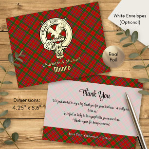 Clan Munro-Wappen über Tartan Folie Einladungspostkarte