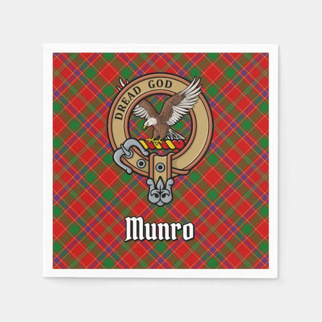 Clan Munro-Wappen über Tartan Serviette (Vorderseite)