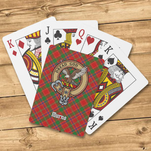 Clan Munro-Wappen über Tartan Spielkarten