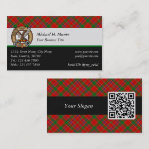 Clan Munro-Wappen über Tartan Visitenkarte