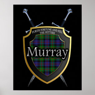 Clan Murray Tartan Shield & Schwerter Print Poster