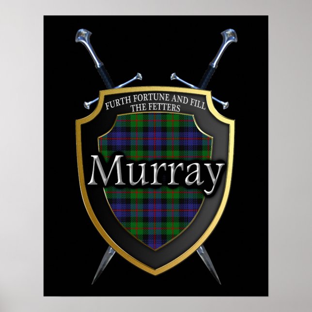 Clan Murray Tartan Shield & Schwerter Print Poster (Vorne)