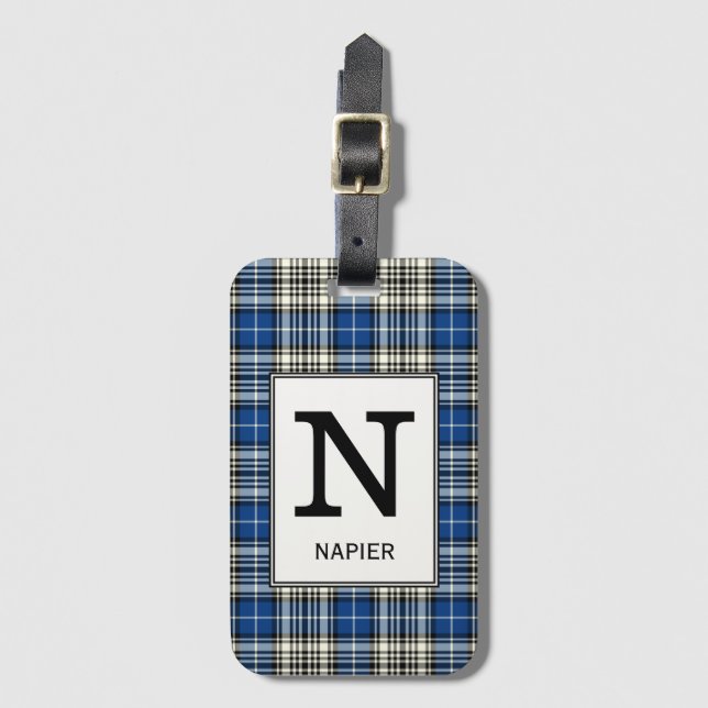 Clan Napier Tartan Mit Monogramm Gepäckanhänger (Vorderseite Vertikal)