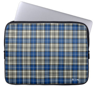 Clan Napier Tartan Royal Blue Kariert Monogram Laptopschutzhülle