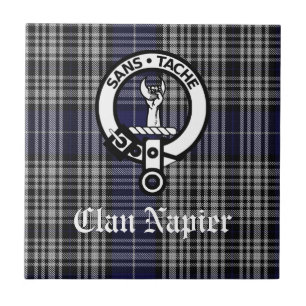Clan Napier Wappen Abzeichen und Tartan Fliese