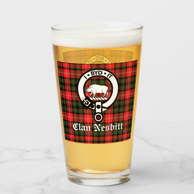 Clan Nesbitt Wappen Abzeichen & Tartan Personalisi Glas (Vorne (Gefüllt))