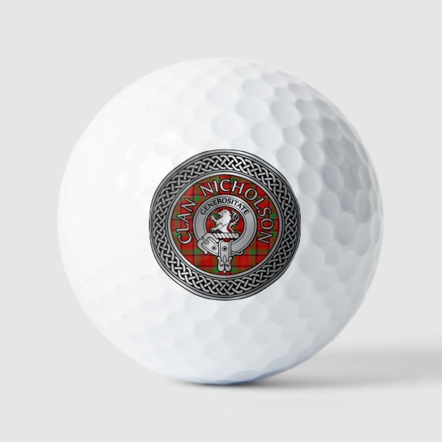 Clan Nicholson Wappen & Tartan Knot Golfball (Vorderseite)