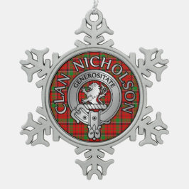 Clan Nicholson Wappen & Tartan Schneeflocken Zinn-Ornament