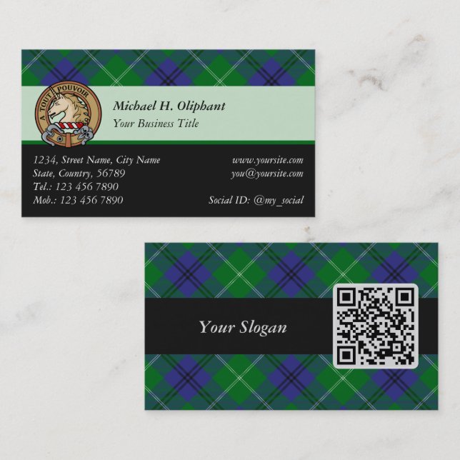 Clan Oliphant Tartan Business Card Visitenkarte (Vorne/Hinten)