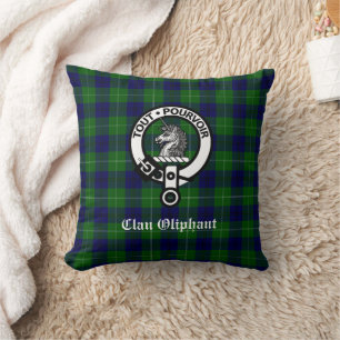 Clan Oliphant Tartan und Wappen Abzeichen Kissen