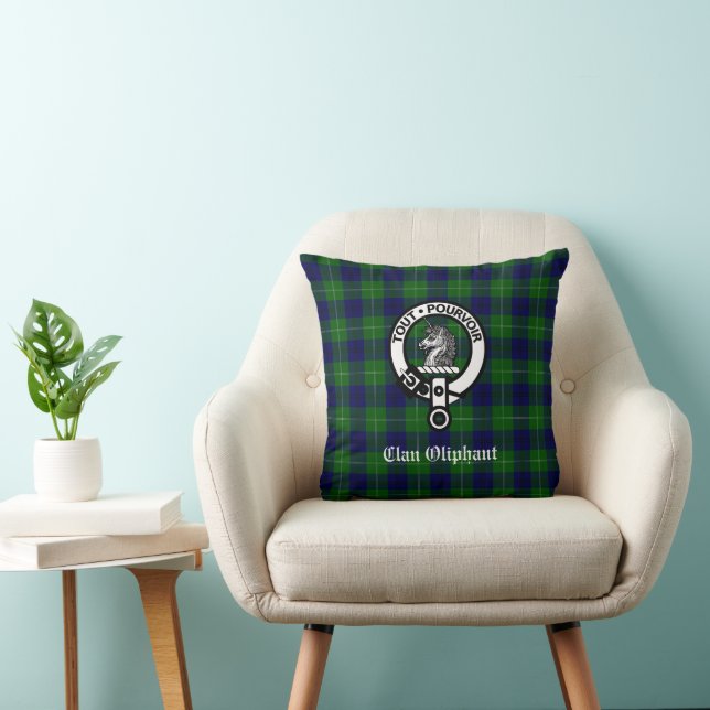 Clan Oliphant Tartan & Wappen Abzeichen Kissen (Stuhl )