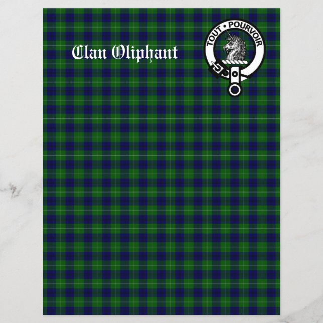 Clan Oliphant Wappen Abzeichen & Tartan Scrapbook (Vorderseite)