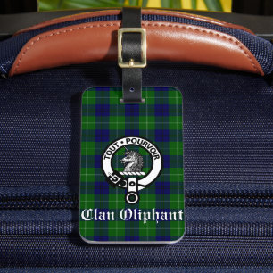 Clan Oliphant Wappen Abzeichen und Tartan Gepäckanhänger