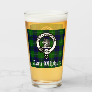 Clan Oliphant Wappen Abzeichen und Tartan Glas