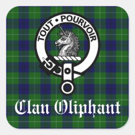 Clan Oliphant Wappen & Tartan Quadratischer Aufkleber