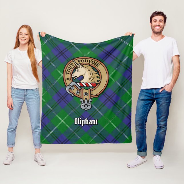 Clan Oliphant Wappen über Tartan Fleecedecke (Beispiel)