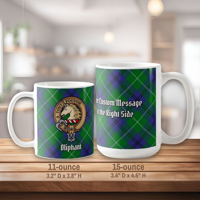 Clan Oliphant Wappen über Tartan Kaffeetasse (Von Creator hochgeladen)