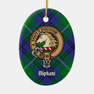 Clan Oliphant Wappen über Tartan Keramik Ornament
