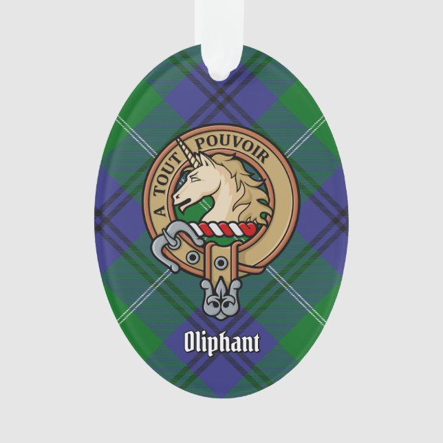 Clan Oliphant Wappen über Tartan Ornament (Vorderseite)