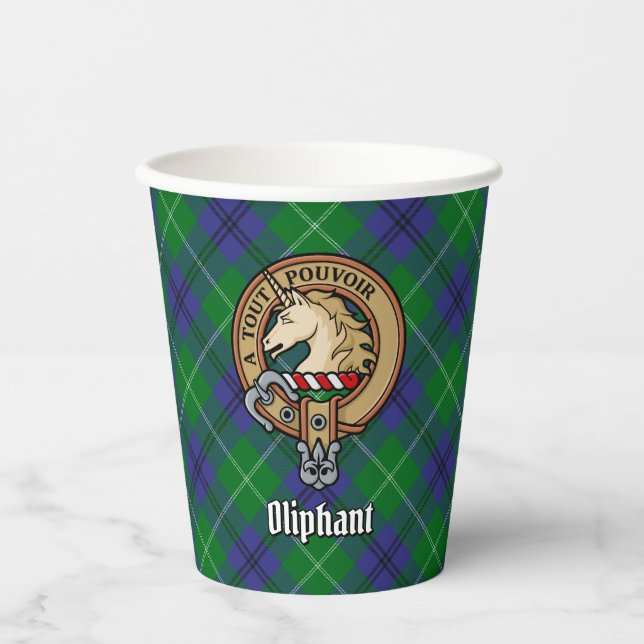 Clan Oliphant Wappen über Tartan Paper Cups Pappbecher (Vorderseite)