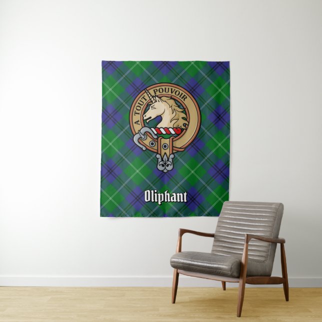 Clan Oliphant Wappen über Tartan Wandteppich (Beispiel)
