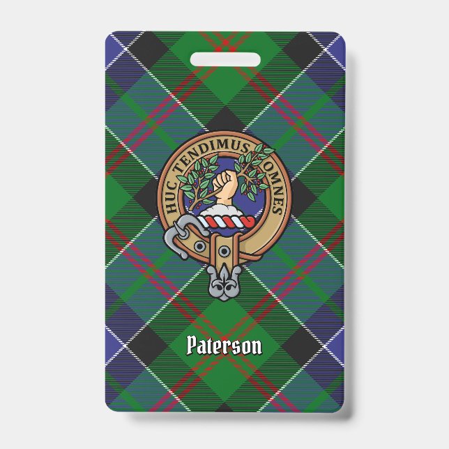 Clan Paterson Wappen über Tartan Ausweis (Vorderseite)