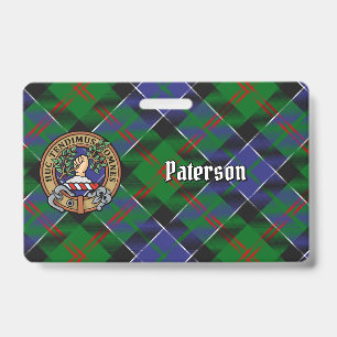 Clan Paterson-Wappen über Tartan Ausweis